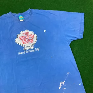 Camicia Vintage Spongebob Squarepants Krusty Krab Uomo XXL Blu 2002 Krabby Patty - Foto 1 di 21