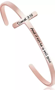 Damen Armband Rosegold Glauben Kreuz - Bibelvers Daniel 3,18 Edelstahl - Bild 1 von 4