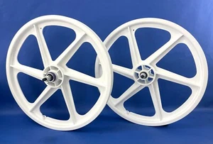 Skyway BMX 20" SIX SPOKE Tuff Wheels WHITE retro NEW wheelset sealed bearings - Picture 1 of 2