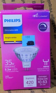 1- Philips 423780 10-Watt (35-Watt) MR16 LED Dimmable Indoor  Light Bulb BX162c - Picture 1 of 1