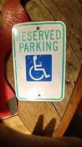 Vintage 12'' X 18'' Handicap Permit Reserved Parking Sign - Picture 1 of 4