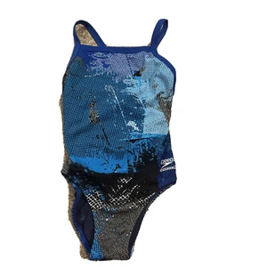 Speedo Endurance + Competitive Youth Girl SwimsuitGeomstric Blue Size 20 - Picture 1 of 3