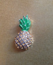 Diamanté Pineapple Brooch Used Pretty Enamel and coloured