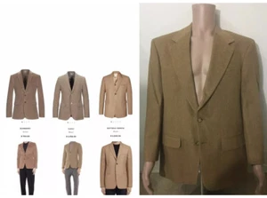 RARE VINTAGE FITTED BILL BLASS USA MADE CAMEL HAIR HERRINGBONE BLAZER JACKET XL - Picture 1 of 11