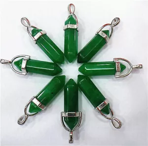 10 pezzi 42x9 mm lega di giada malese verde con cappuccio sei angoli pendenti perline QQ270 - Foto 1 di 2