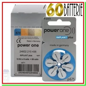 60 x Power One P675 Size Implant Plus batteries Cochlear Hearing aid cells - Picture 1 of 2