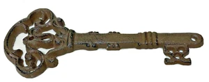 Decorazione da parete chiave scheletro in ghisa - stile vintage ornato 7,75" rustico - Foto 1 di 5
