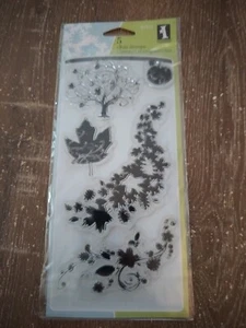 Inkadinkado Fall Season Flowers Clear Stamp Set of 5 Scrapbooking Flower 97513 - Picture 1 of 2