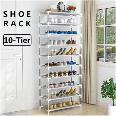 10 Tier Shoe Rack, Tall Shoe Storage Organizer, Narrow Shoe Stand Shelf, Home Sp - Image 1 of 4