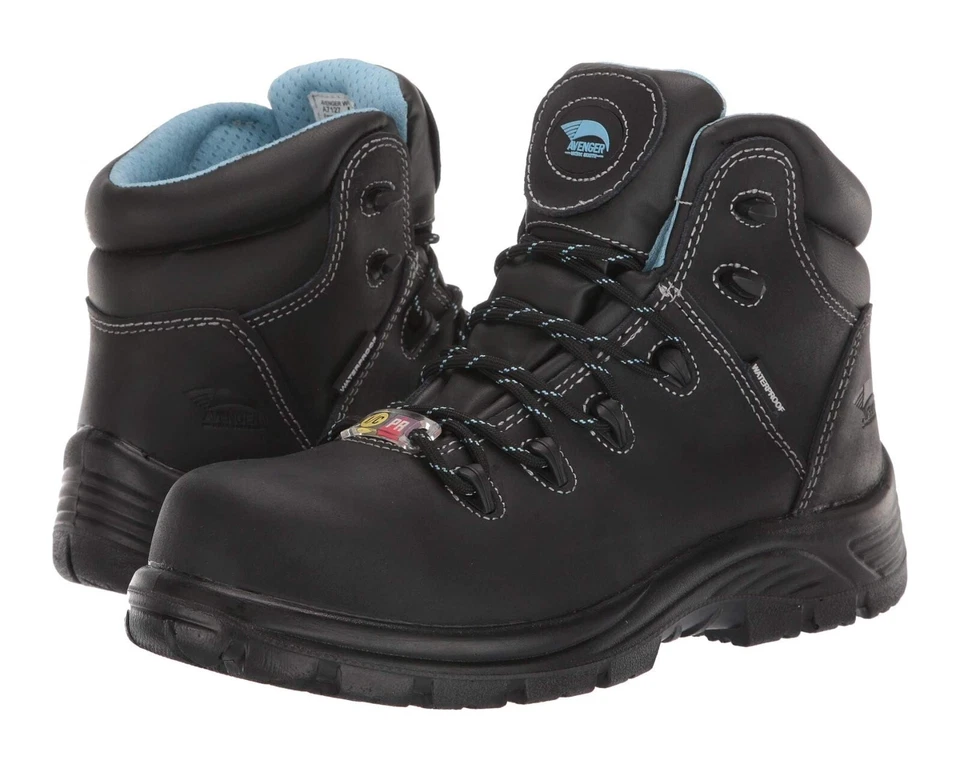 AVENGER Z36115 Womens Black Framer 6 Leather Composite Toe Work Boot Size 8.5W