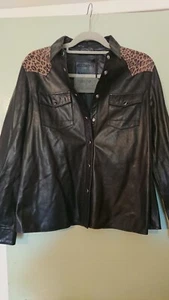 All Saints 100% Leather Shirt With Animal Shoulder Detail, Size 14 - Picture 1 of 6