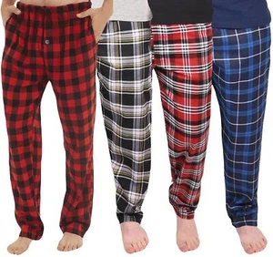 Mens Pyjama Bottoms Woven Check PJ Pants Lounge Nightwear 2 Pack Trouser - Picture 1 of 34