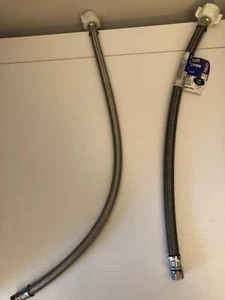 Par de mangueras de conector de inodoro plateadas - 16" y 20" nueva caja abierta - Imagen 1 de 6