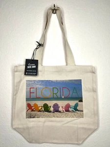 Florida Tote Bag Beach Surf Sand Tropical Sunshine Canvas (New & Tags) - Picture 1 of 4