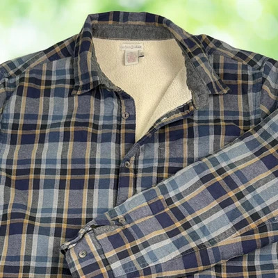 CARBON2COBALT Sherpa Forrado Franela Chamarra Hombres Grande Camisa a Cuadros Chaqueta Bolsillos Foto 1 de 4