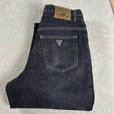 VTG GUESS Pascal Loose Fit Tapered Leg Jeans Men's 32x30 Black - Image 1 of 4