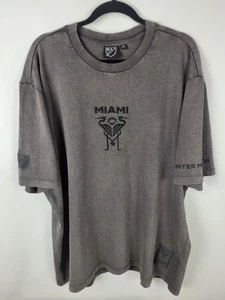 Inter Miami CF MLS Merchandise Embroidered Logo T-Shirt Men's 2XL Charcoal Gray - Picture 1 of 7
