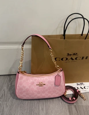 COACH CV933 TER 24.5cm Pink Leather Shoulder Bag, Outlet - Image 1 of 4