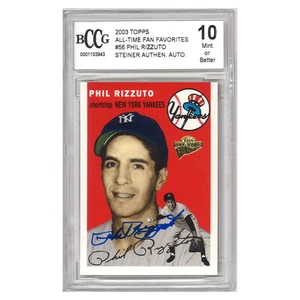 Phil Rizzuto Yankees de Nueva York Autografiado Firmado 2003 Topps Favoritos de los Fans BCCG 10 - Imagen 1 de 2