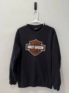 Harley Davidson Sweatshirt Mens Medium Black Crew Neck Long Sleeve Pullover - Picture 1 of 3