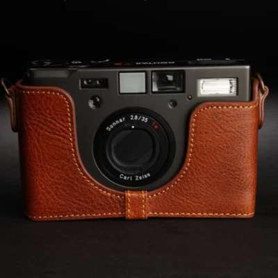 Retro Genuine Real Leather Half Camera Case Bag Cover for Contax T3 Film Camera - Image 1 of 4