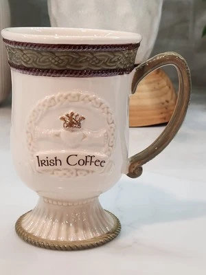 Vintage St. Patrick’s Day Grasslands Roads Footed Irish Coffee Mug - Image 1 of 4
