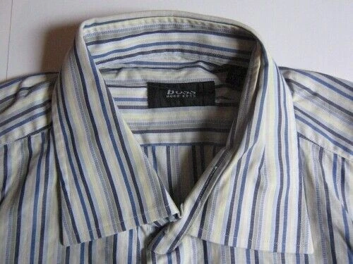 HUGO BOSS Camicia Manica Lunga KW39 Blu A Righe Come Nuova #C0331 - Immagine 1 di 1