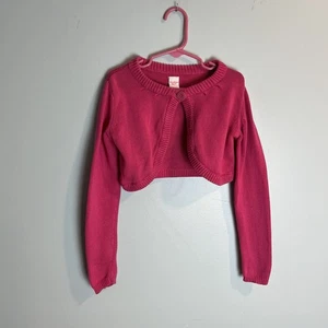 OshKosh B’gosh Girls Magenta Knit Crop Cardigan Sweater Glitter Button Size 6X - Picture 1 of 8