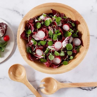 Martha Stewart three-piece salad bowl with servers Covan/rubber wood 13 inch - Image 1 of 4