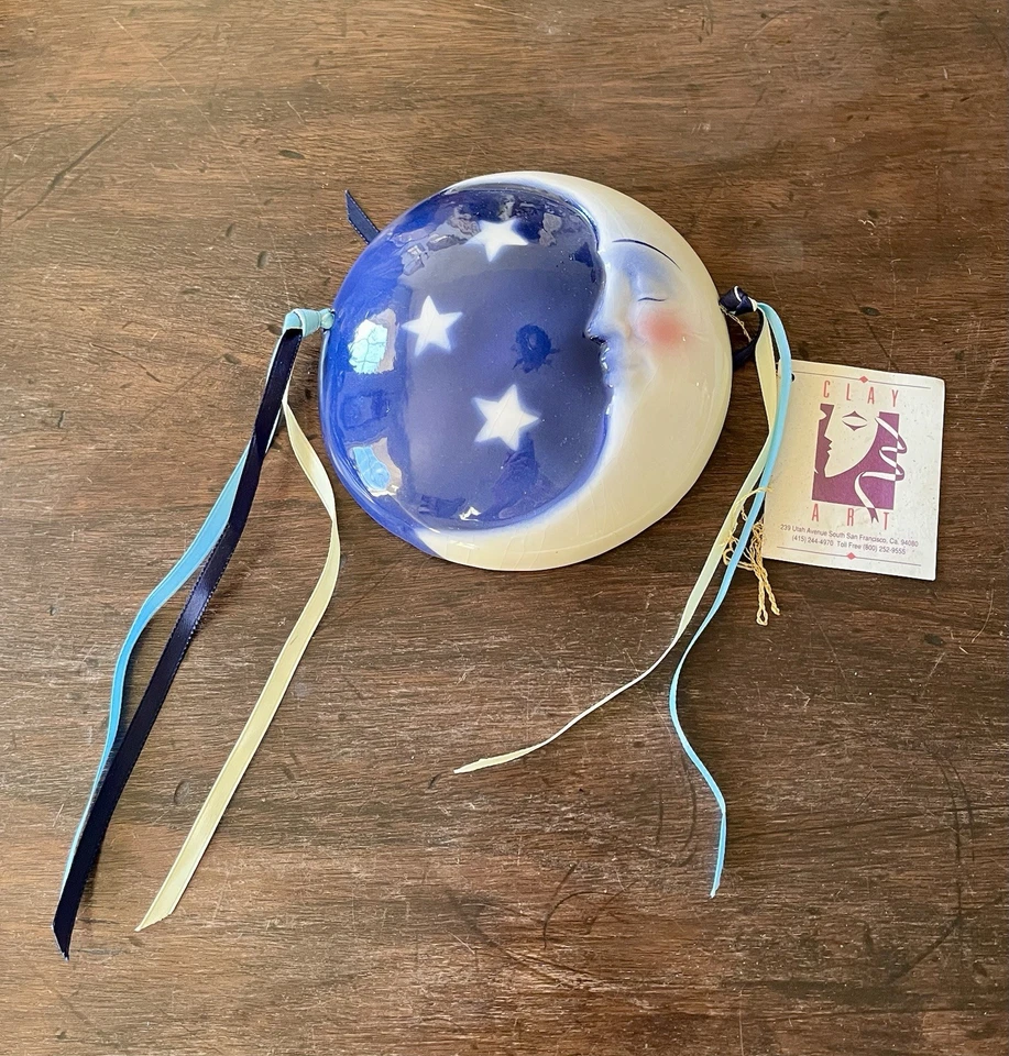 Clay Art San Francisco Ceramic Wall Mask Vintage 1990’s Crescent Man In The Moon - Image 1 of 1