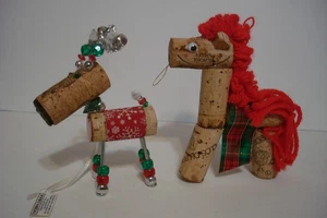 Vintage vino corcho reno adornos navideños ciervo de vino e hilo corcho ciervo - Imagen 1 de 22