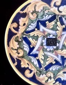 Ceramiche Italia Handworked Made In Italy Yellow Green Blue Dinner Plate - Picture 1 of 3