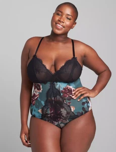 NEW LANE BRYANT FLORAL MESH LACE BODYSUIT SZ 26/28 - Picture 1 of 2