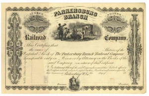Parkersburg Branch Railroad Company. Aktienzertifikat. West Virginia - Bild 1 von 1