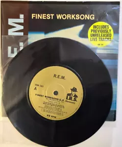 R.E.M Finest Worksong 7" vinyl record in picture sleeve 1988 on I.R.S - Picture 1 of 15