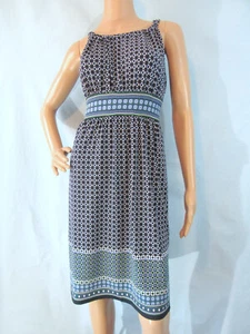 MAX STUDIO Size M Navy Blue/Multi Geometric Sleeveless Jersey Fit & Flare Dress - Picture 1 of 10