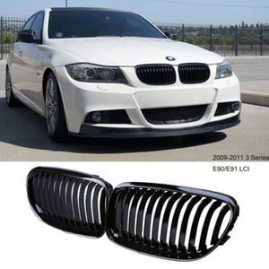 Gloss Black Front Bumper Kidney Grille For BMW 3 Series E90 E91 Sedan 2009-2011 - Picture 1 of 12