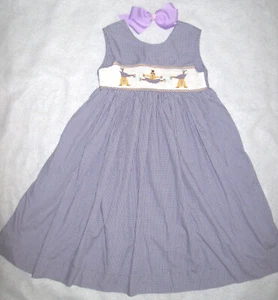 Girl 6 BOUTIQUE~REMEMBER NGUYEN~ GINGHAM CHECK CHEERLEADER-THEMED SMOCKED DRESS - Picture 1 of 3