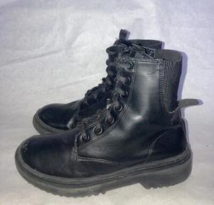 MANGO MNG KIDS BLACK LEATHER LACE UP ANKLE BOOTS SHOE UK SIZE  11 EUR 32  KD001 - Picture 1 of 8