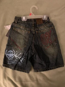 Gear Seven Collection Distressed Denim Shorts alle amerikanischen Hoopsters Größe 6 neu mit Etikett - Bild 1 von 6