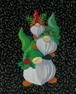 Jolly Gnome Stack Panel, Tote Front, Purse, Quilt Block, Pillow Front 17 x 17 - Image 1 of 2