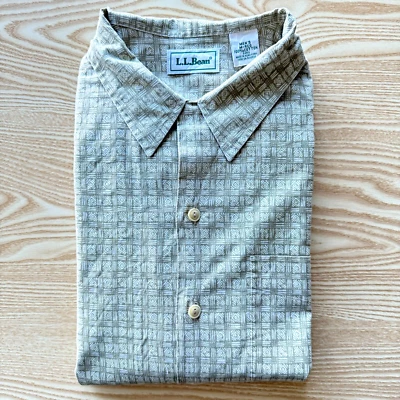 L.L.Bean Large Aztec Shirt Mens Green 25" Pit-to-Pit Designer Short Sleeve Style - Image 1 of 4
