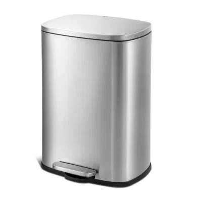13 Gal. Stainless Steel Kitchen Trashcan, Step-on, Rectangle - Image 1 of 4