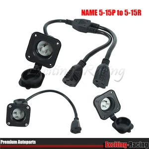Cable de extensión de enchufe de puerto de entrada de alimentación NEMA 5-15 15 amperios 125 V para autocaravana cámper 16"-18" - Imagen 1 de 13