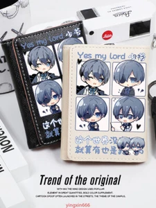 Black Butler Ciel Phantomhive Anime Black/White PU Leather Purse Short Wallet - Picture 1 of 11