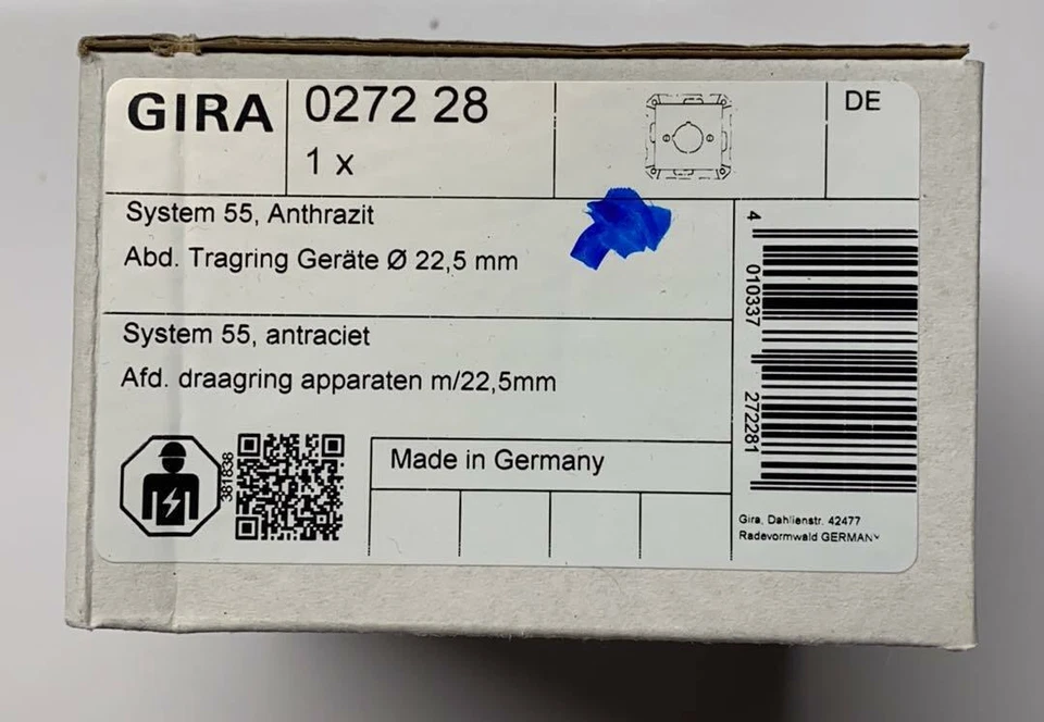 GIRA Abzweigdose System 55 Anthrazit Abdeckung Tragring Geräte Ø22,5mm | 027228 - Bild 1 von 1