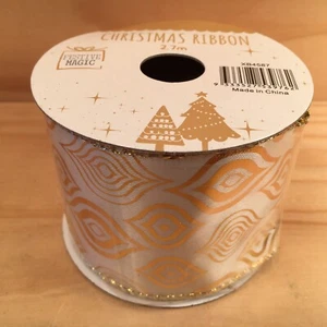 GOLDEN BAUBLES "Gold & White" Christmas Craft Ribbon Festive Trim (2.7m) *NEW* - Picture 1 of 12