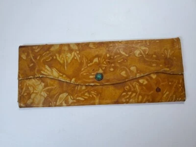 1903 Victoriano Marrón Remolino Cuero Bolsa de Viaje Camisa Cuello Suave Corbatas A Presión Foto 1 de 4