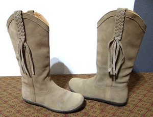 Ariat Women’s Cowboy Boots Fringe Size 7 B Tan Suede Leather 10012920 - Picture 1 of 10