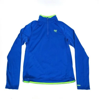 Camisa Pullover Manga Larga Abercrombie & Fitch Para Hombres L Azul Verde 1/4 Cremallera Ventilada Foto 1 de 4